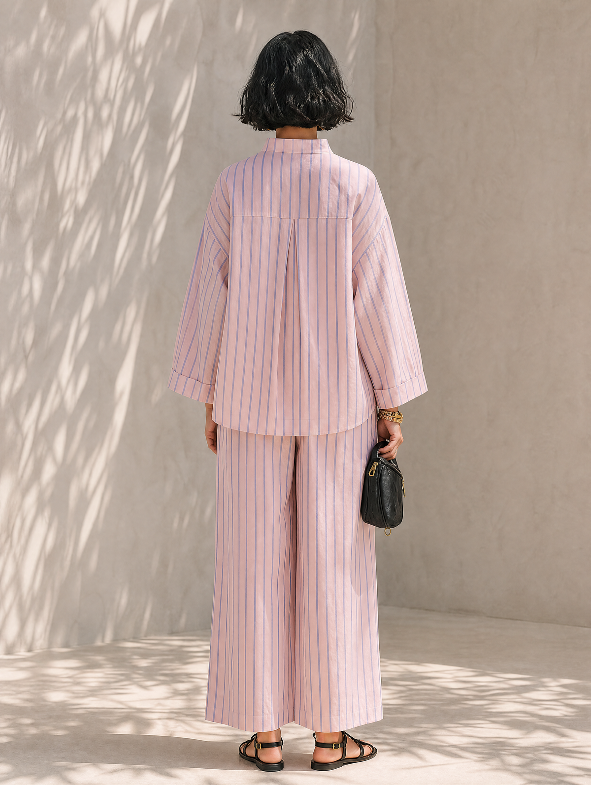 Women's Minimalist Half-Zip Long-Sleeve Top & Wide-Leg Pants Set MDZ0962G3ZRK
