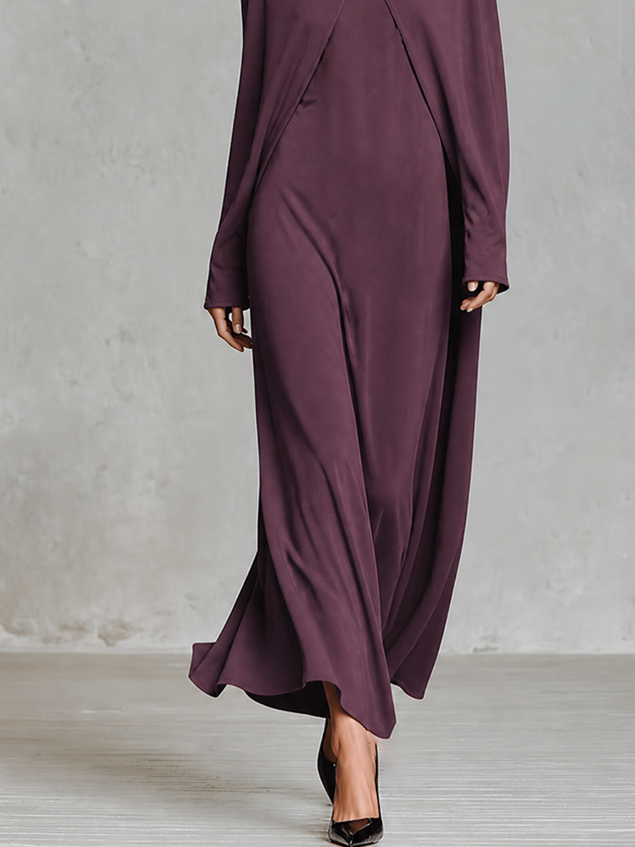 Women's Elegant Turtleneck Cape Maxi Dress