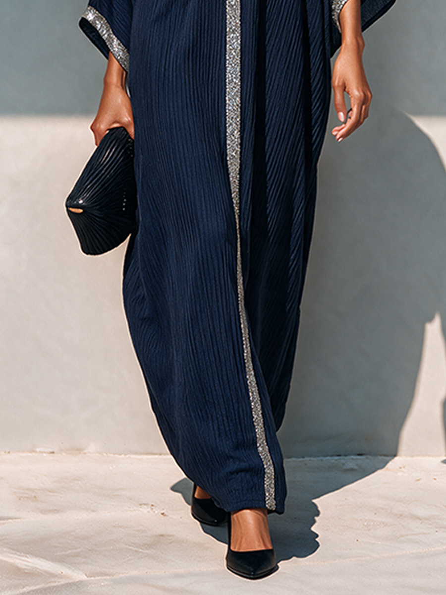 Women's Sequin-Trimmed Cotton-Blend Crepe Maxi Dress