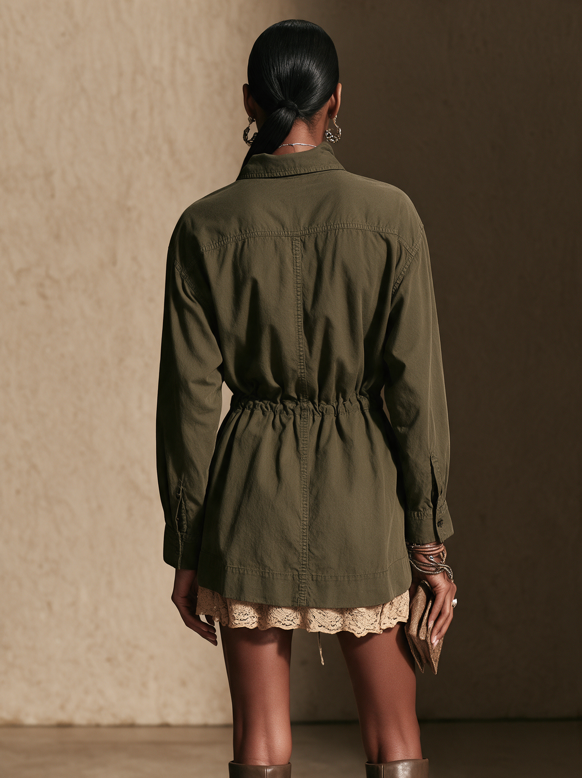 Women's Tie Waist Casual Shirt Style Mini Dress