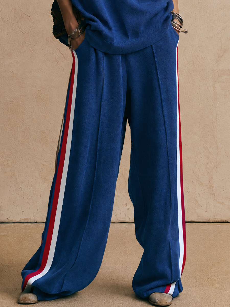 Women's Contrast Stripe Sporty Casual Knit Set