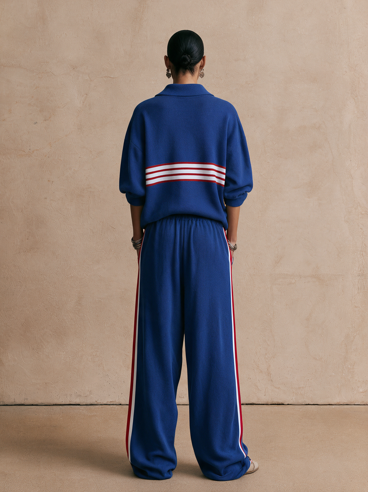 Women's Contrast Stripe Sporty Casual Knit Set