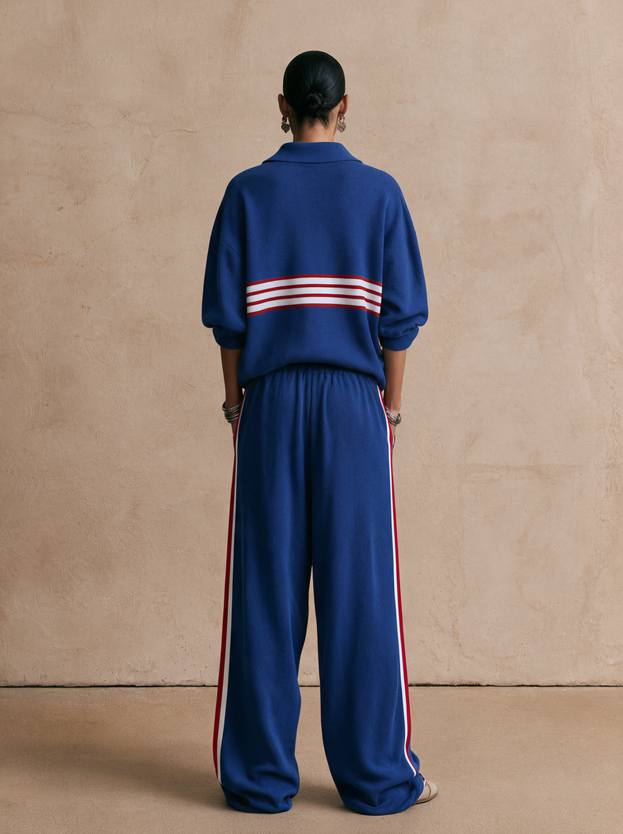 Women's Contrast Stripe Sporty Casual Knit Set