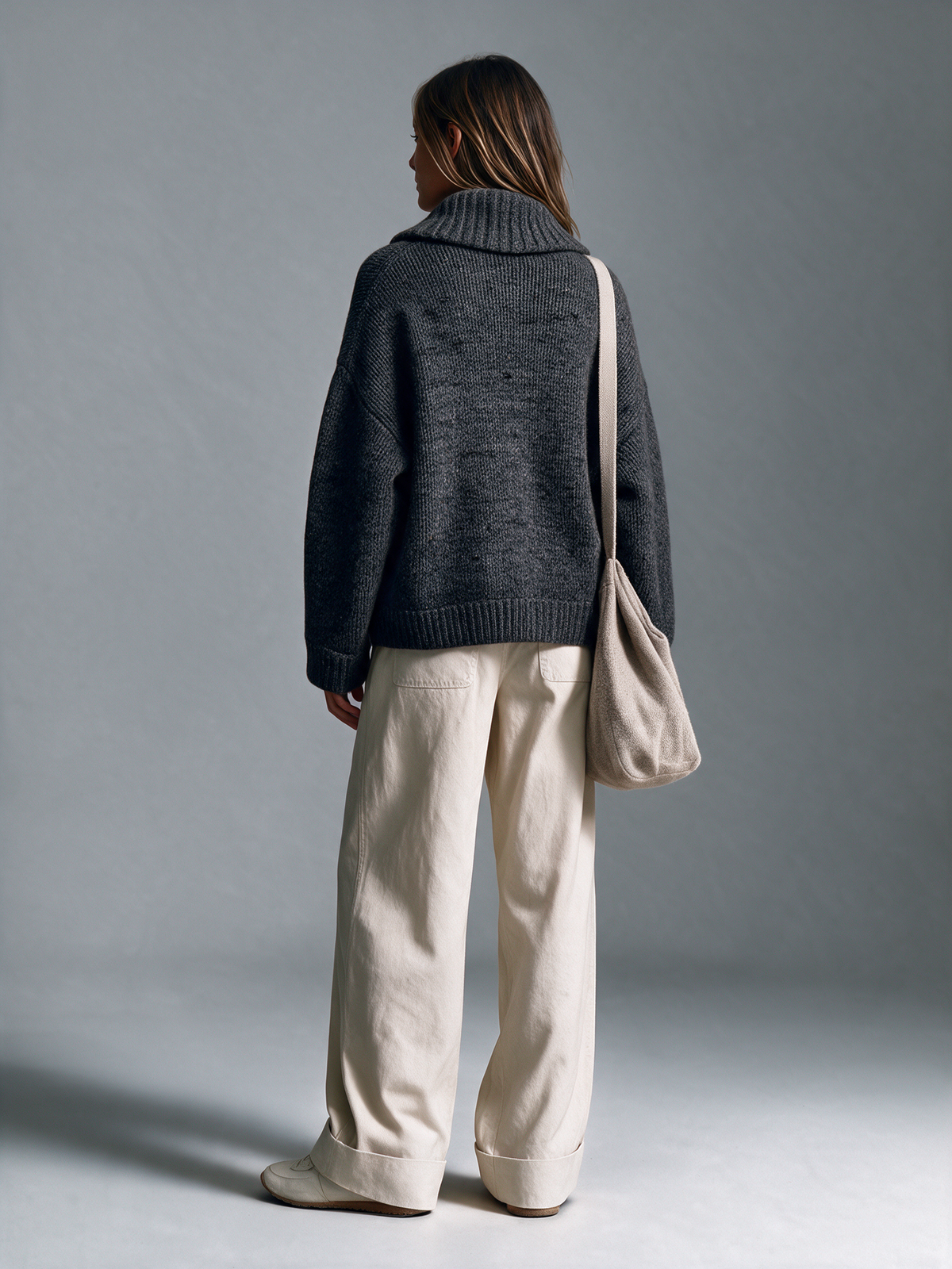 Women's Shawl Collar Double‑Breasted Knit Cardigan & Wide‑Leg Trousers Set