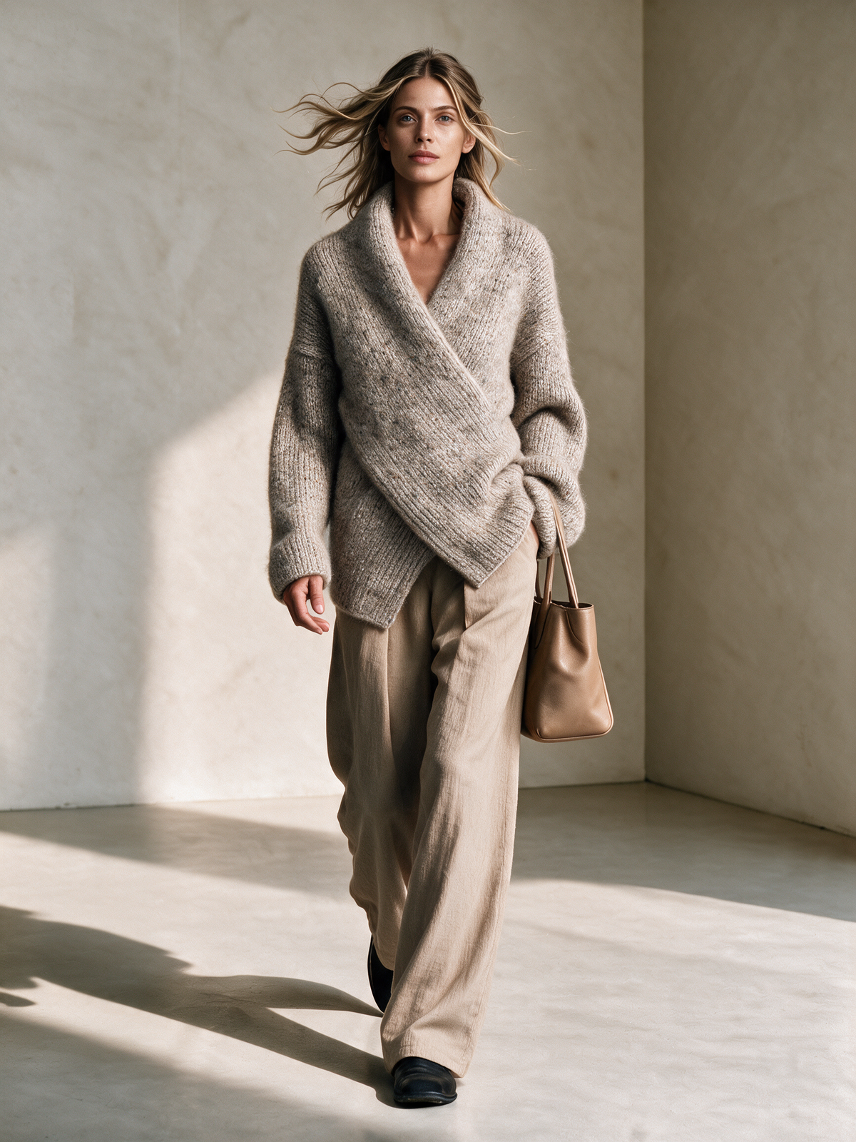 Women's Wrap Shawl Collar Knit Sweater
