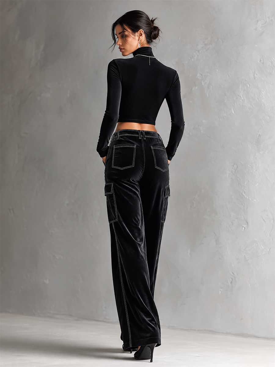 Women's Fitted Velvet 2-Piece Workwear