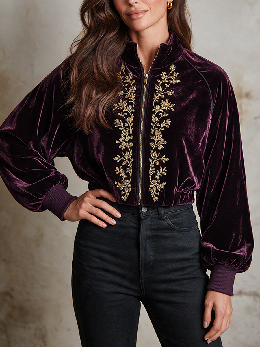 Women's Embroidered Velvet Jacket