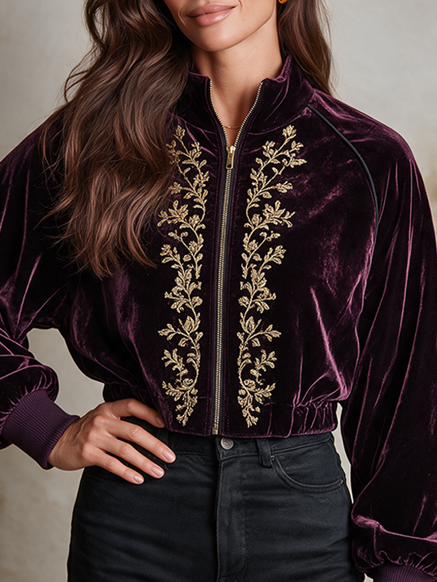 Women's Embroidered Velvet Jacket