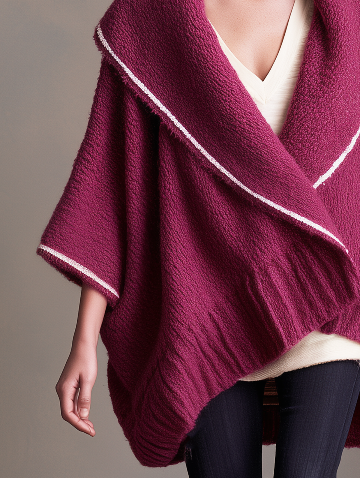 Women's Casual Magenta Long-Sleeve Knit Cardigan