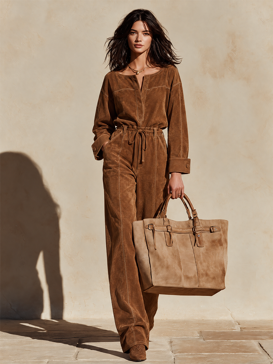 Women’s Faux Suede Tie-Waist Set