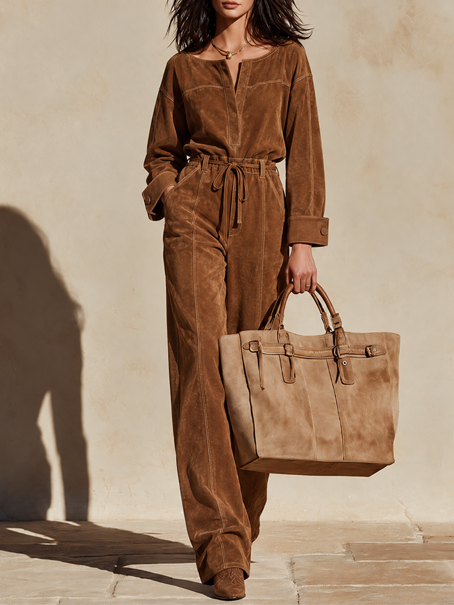 Women’s Faux Suede Tie-Waist Set