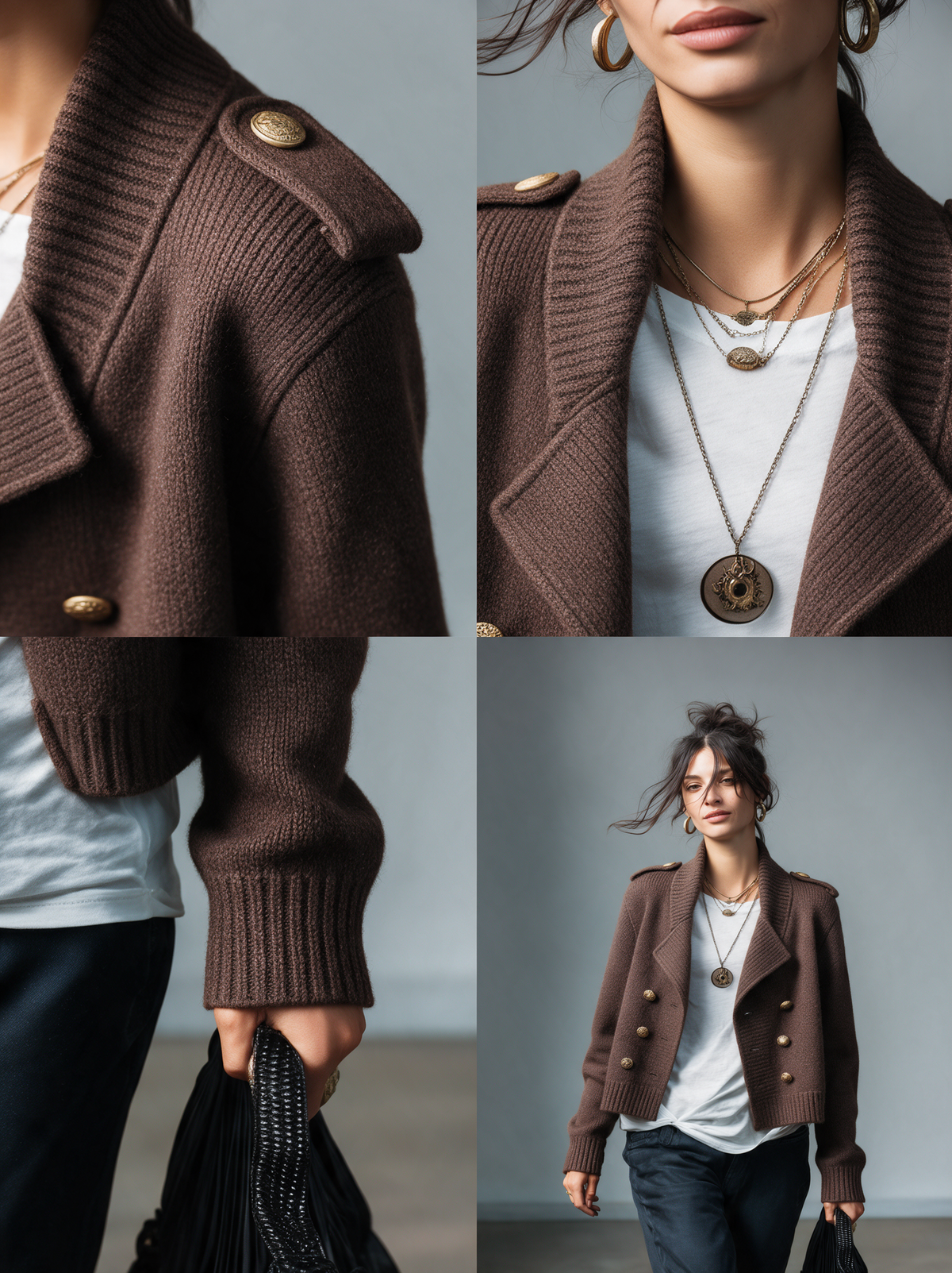 Women's Vintage Double-Breasted Napoleon-Style Cardigan