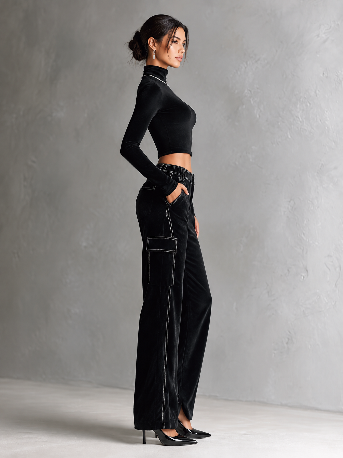 Women's Fitted Velvet 2-Piece Workwear