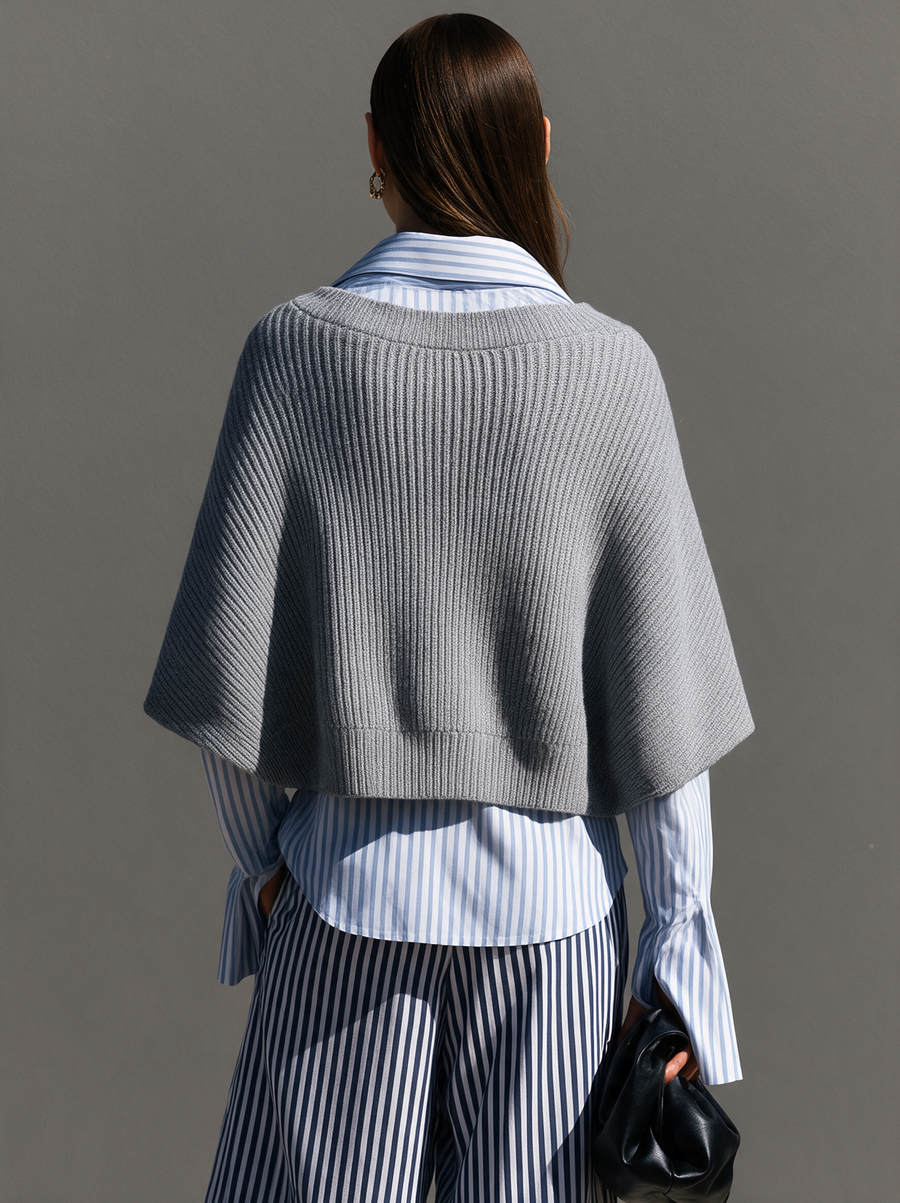 Women's Casual Grey Long-sleeve Knit Cardigan