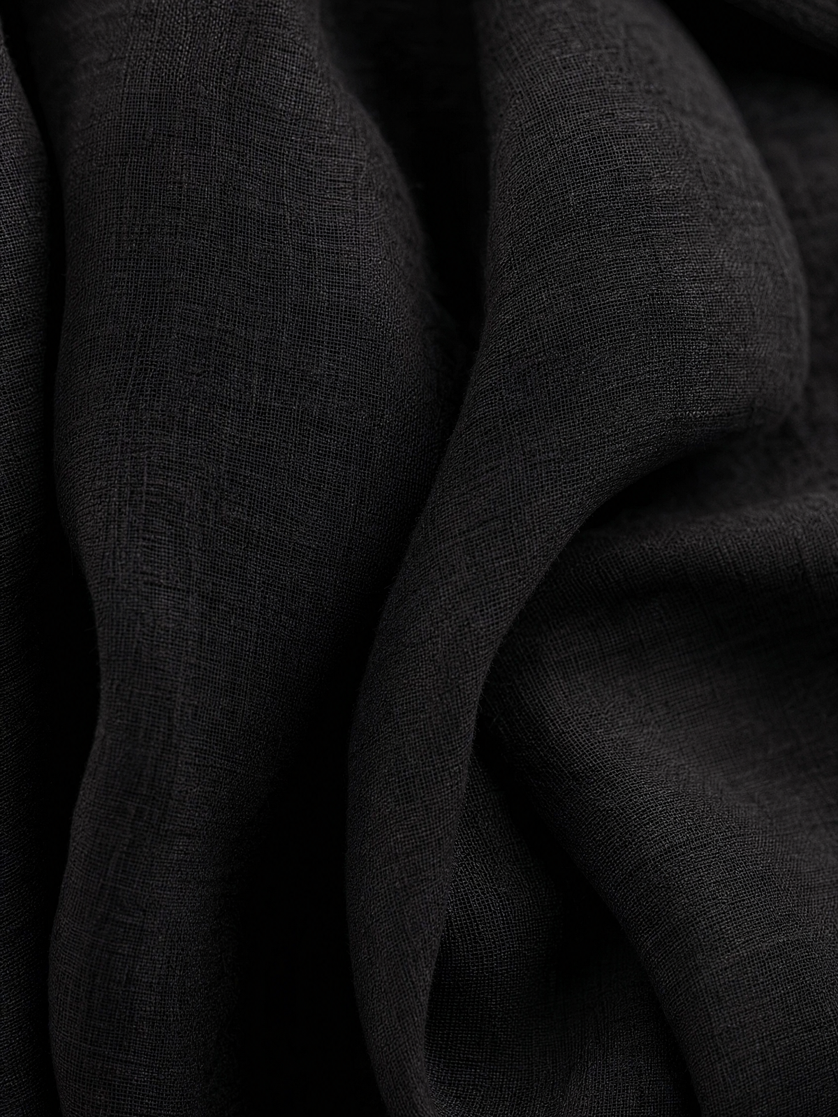 Women's Elegant Black Cotton And Linen Round-neck Sleeveless Top And Trousers Set MDZ1441A4AN