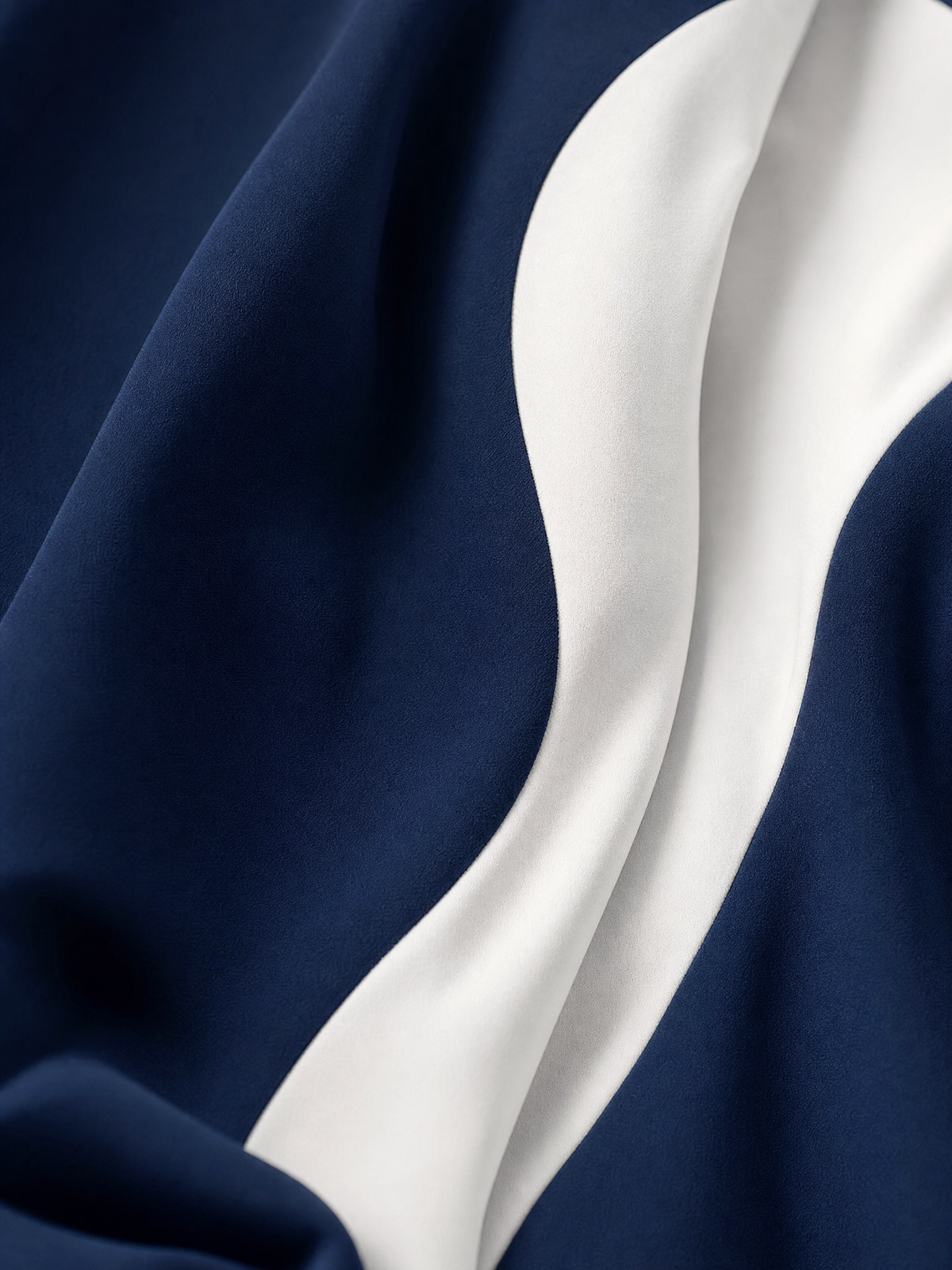 Women's Navy & White Form-Fitting Gown With Front Zipper Detail & Side Slit, Effortless Elegant Formal Dress MDZ1519D1LYL