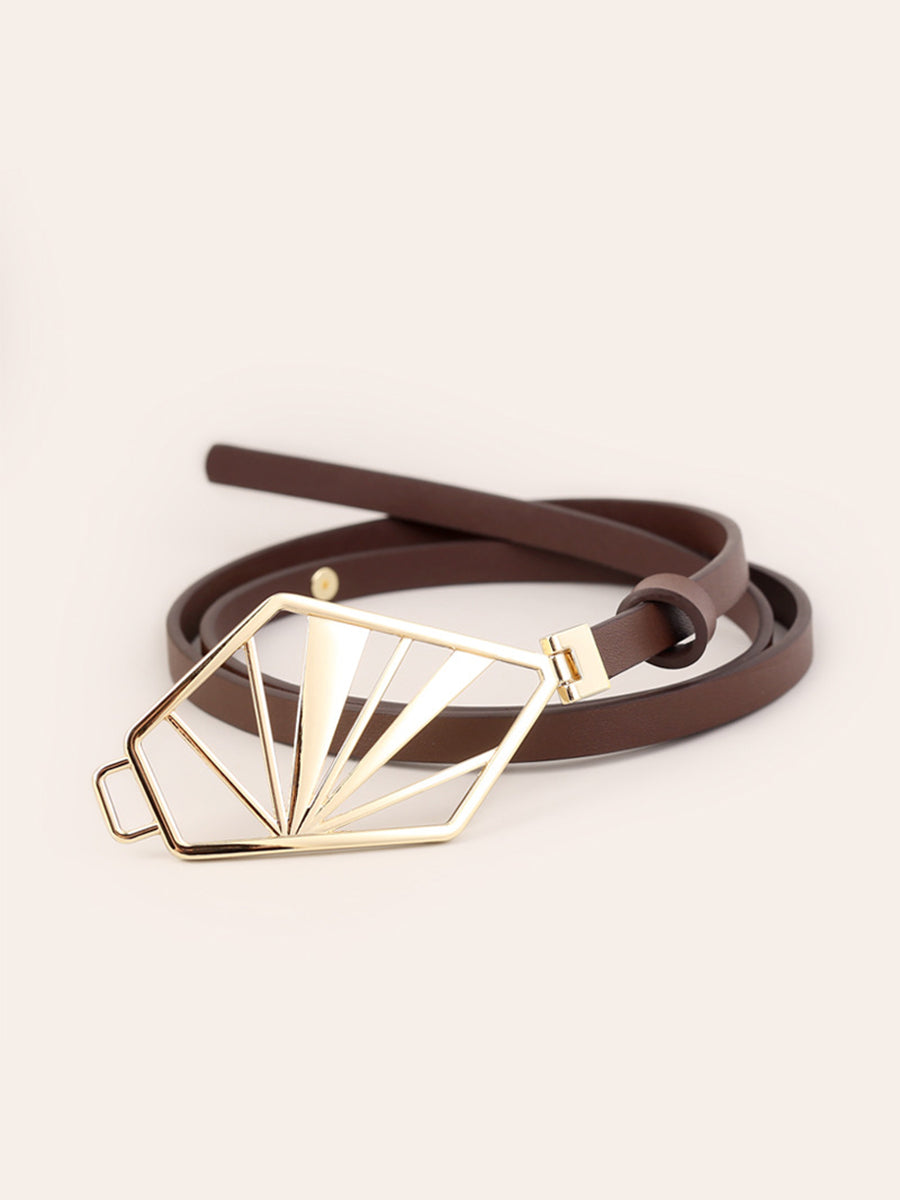 Women's Neutral - Brown Minimalist Leather Geometric Belt MDA0660H5I