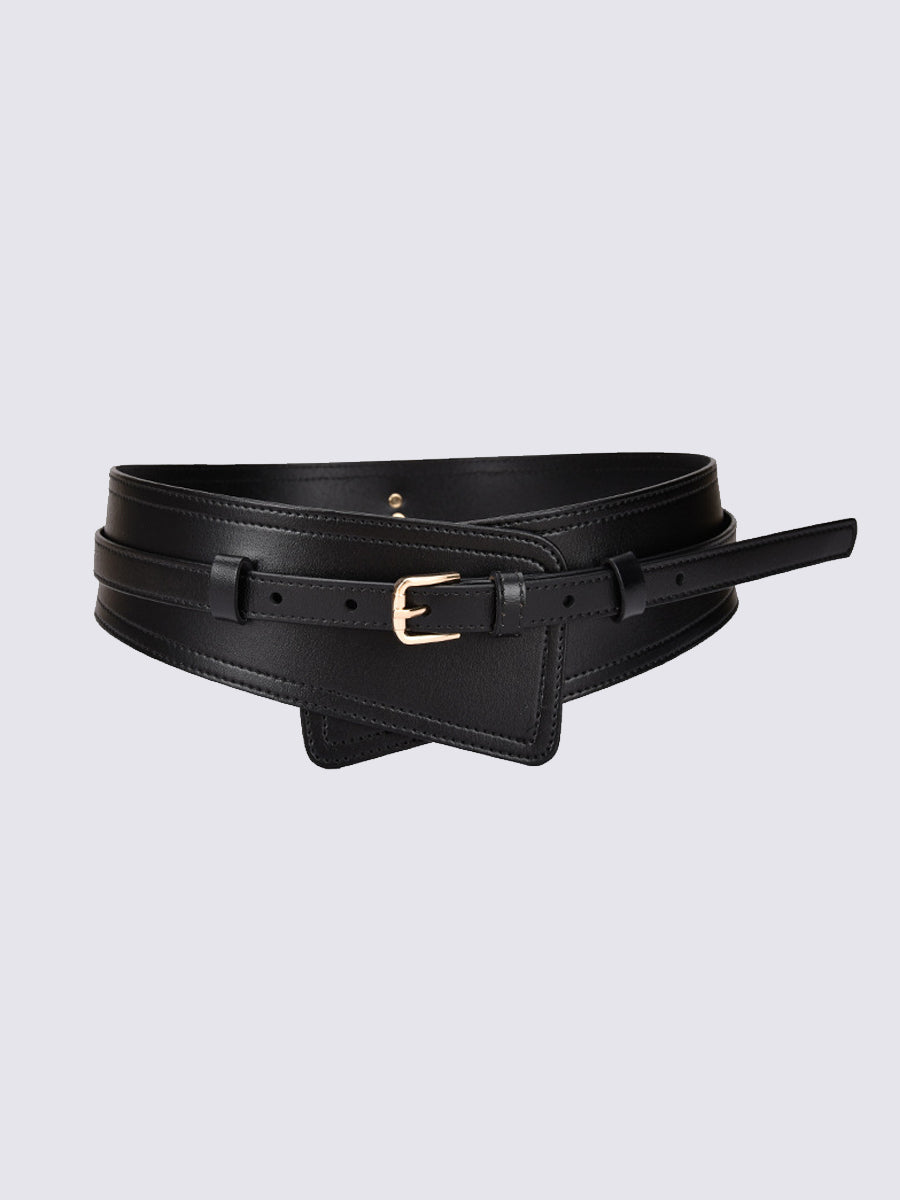 Women's Fashionable Imitation Leather Harness Wide Belt MDA0168H9Y