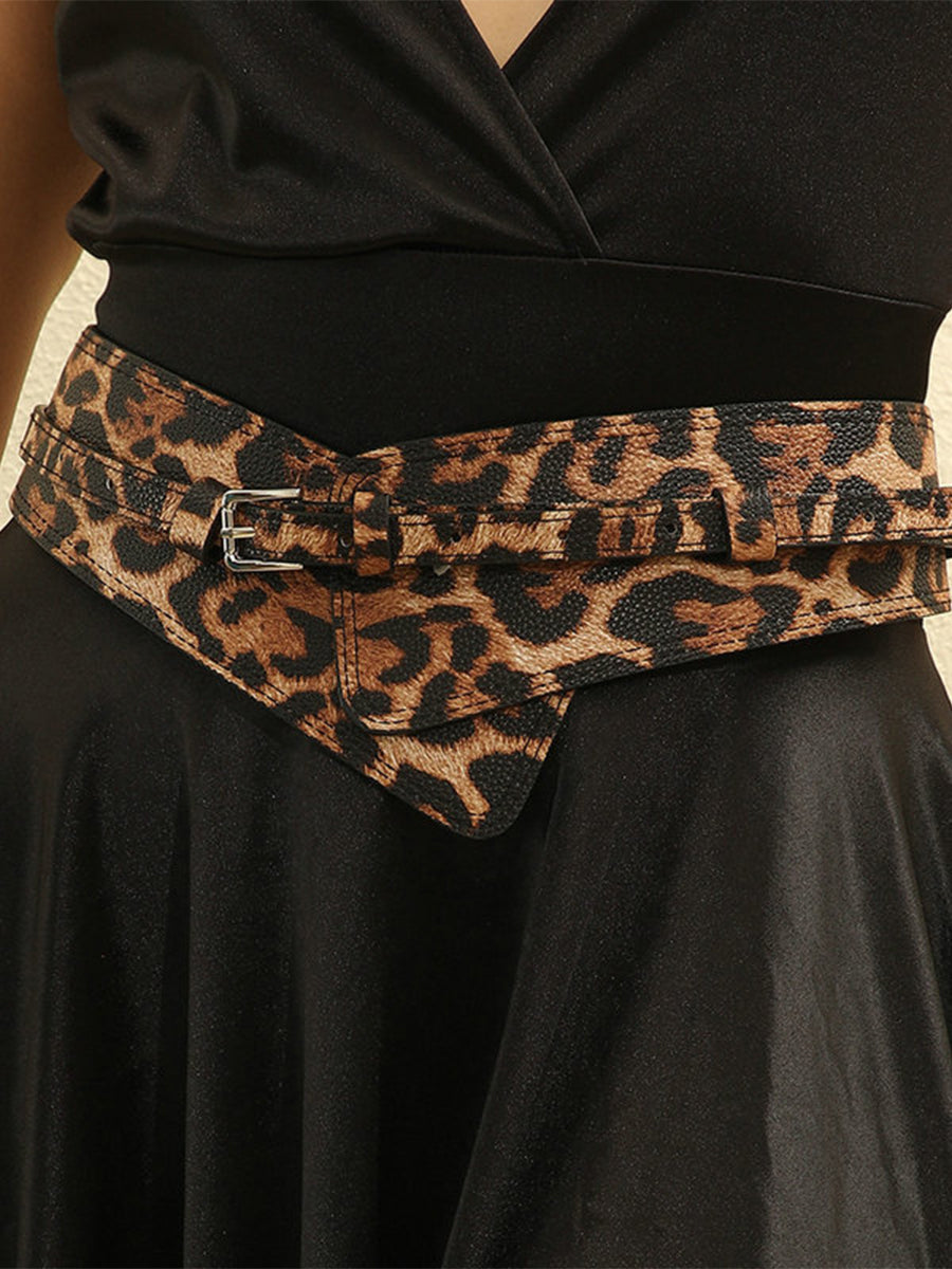 Women's Leopard - Print Fashion Faux Leather Asymmetric - Design Waist Belt MDA1699H0I