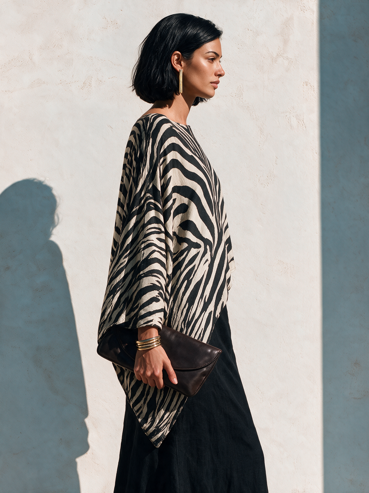 Women's Zebra-Print Asymmetric Hem Cotton-Blend Top MDZ3163H4ZRK