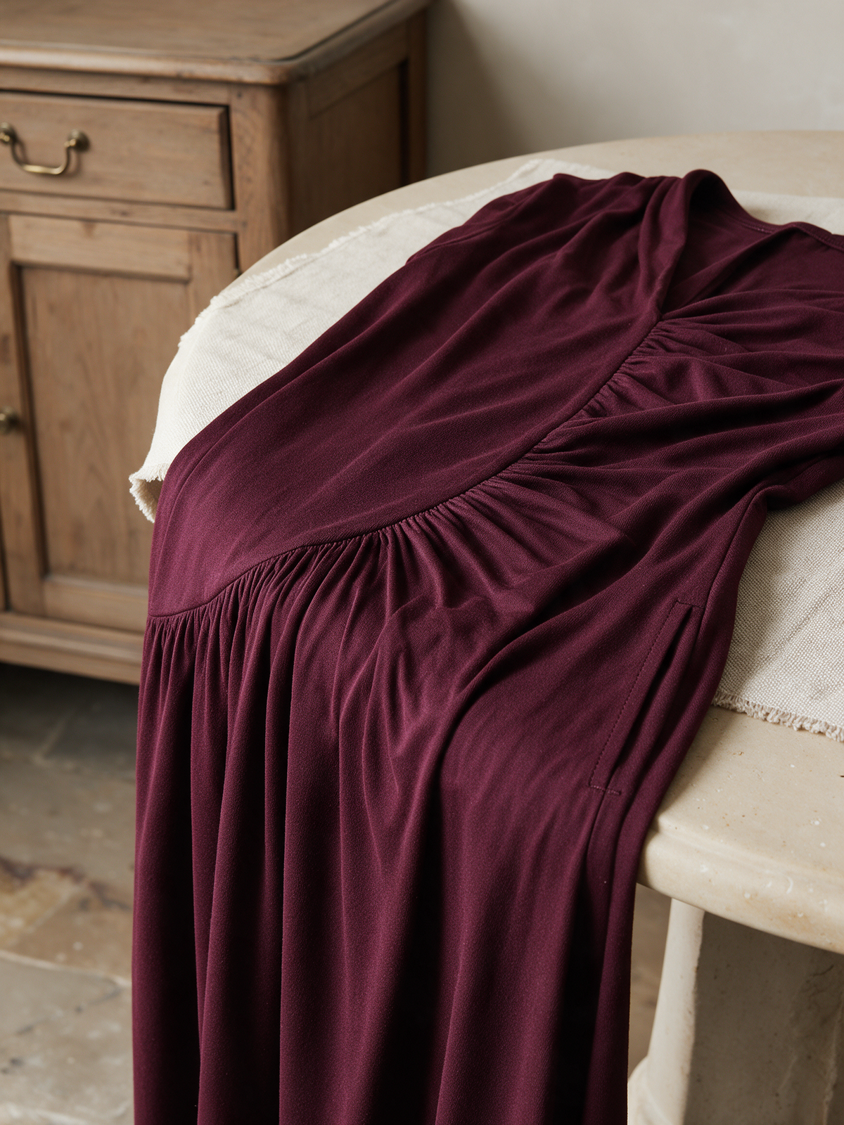 Women‘s Asymmetric One Shoulder Ruched Long Sleeve Maxi Dress